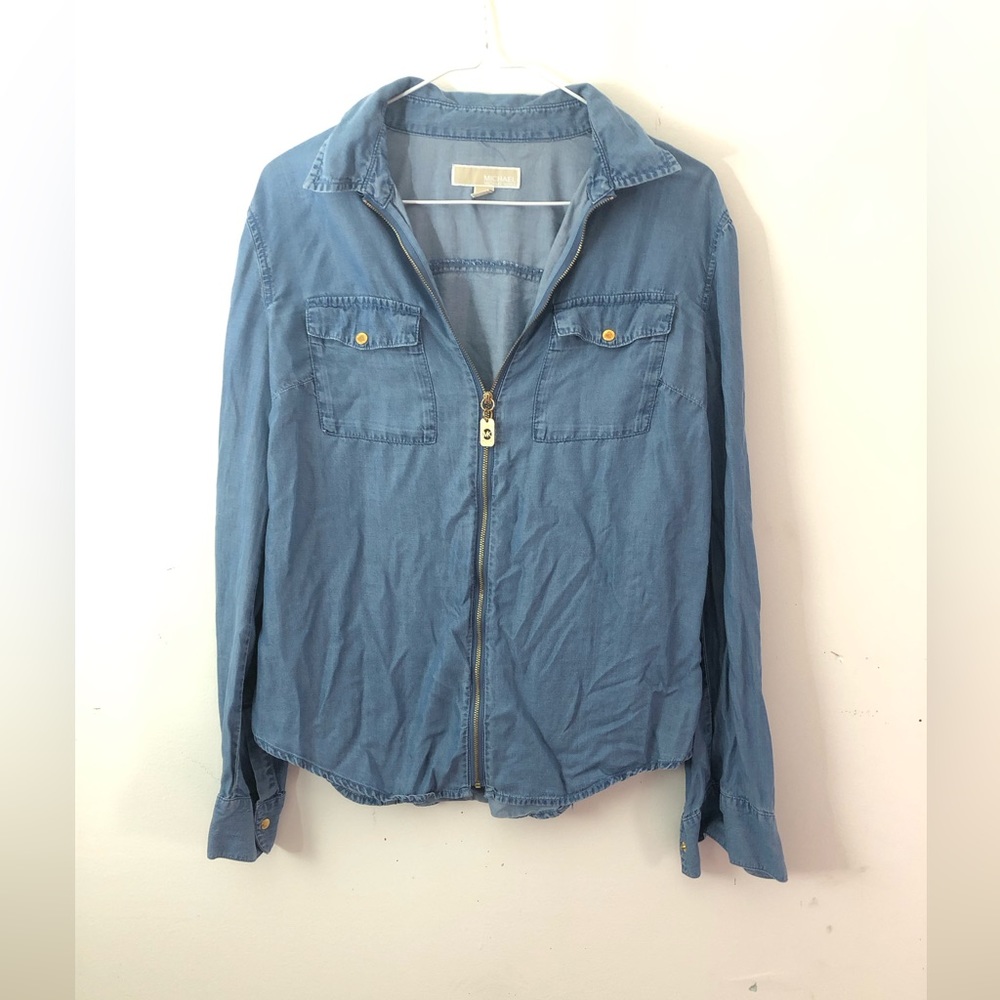 MICHAEL Michael Kors light blue light button jacket